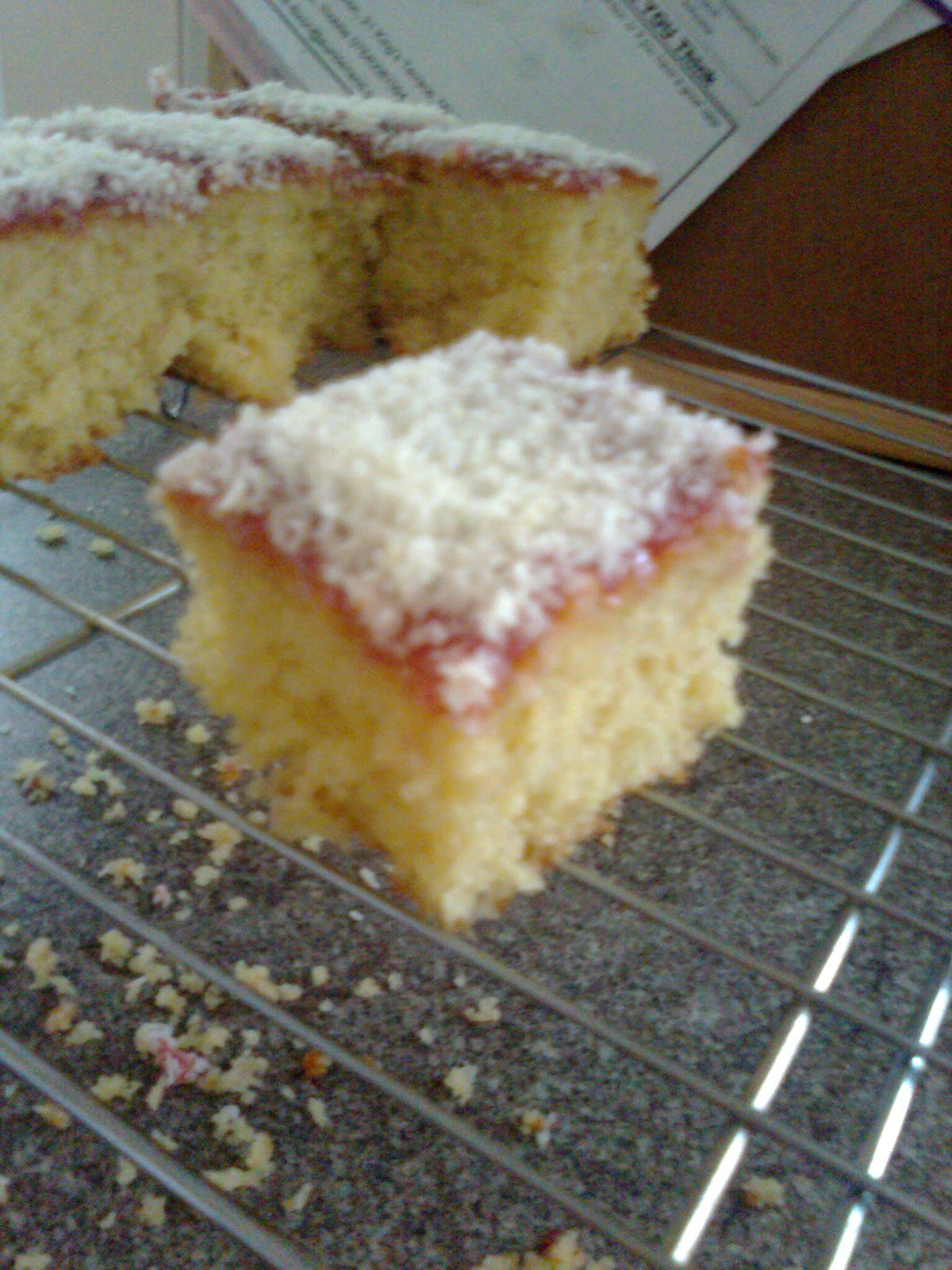 Steffie Jay's Bakes Coconut and Jam Sponge Cake Slices